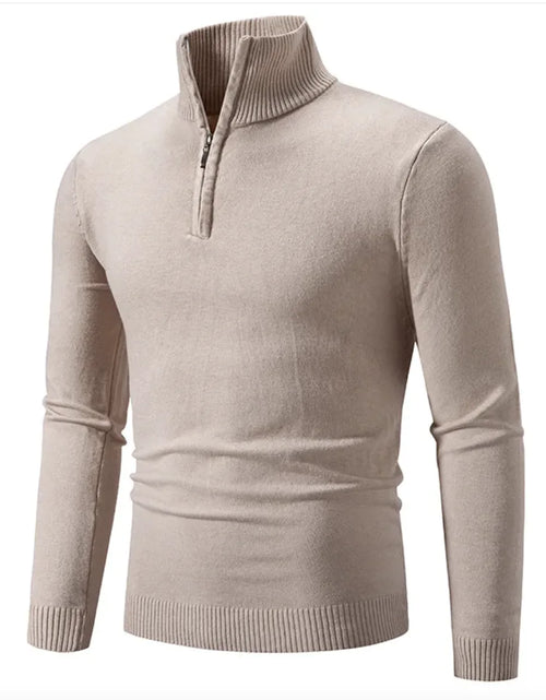 Load image into Gallery viewer, Men&#39;s Winter Sweater - Half-Zip Turtleneck, Cotton Knit
