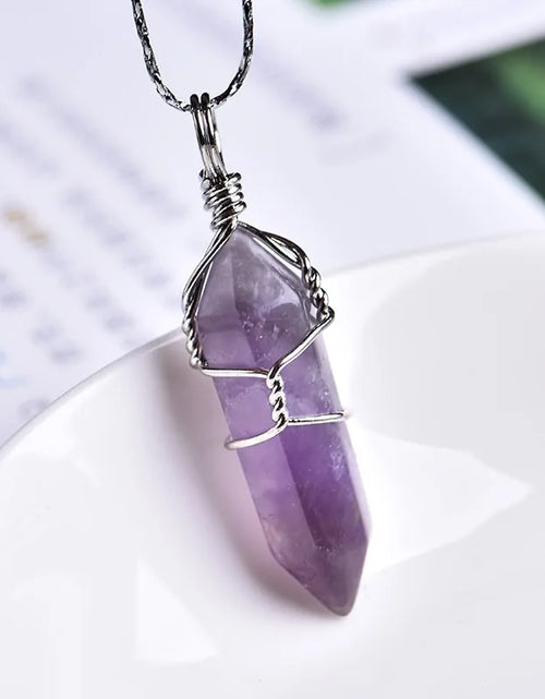 Load image into Gallery viewer, Natural Amethyst Crystal Point Pendant: DIY Jewelry Gift
