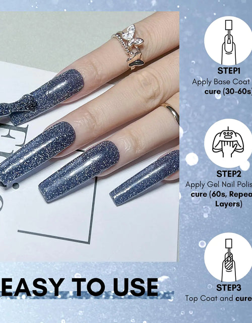 Load image into Gallery viewer, Makartt Reflective Gel Nail Polish HEART OF THE OCEAN Glitter Sparkling Disco Soak Off Diamond Gel Nail Art Christmas Gift DIY Manicure Salon at Home Glamour Shine Blue 15ML
