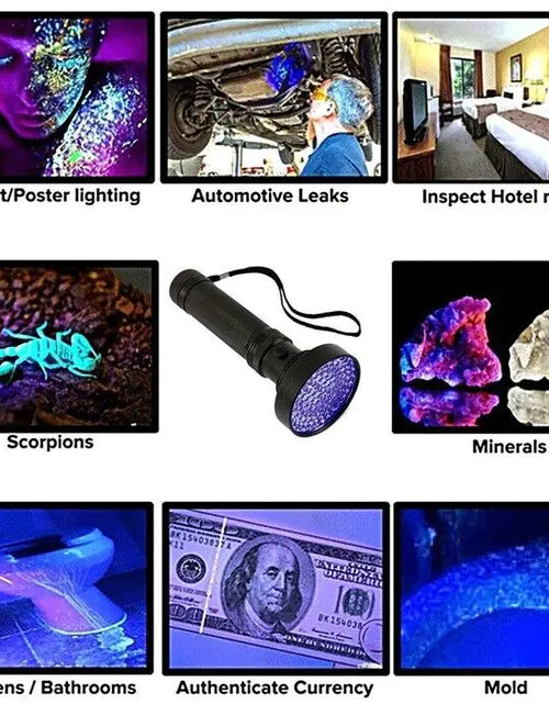 Load image into Gallery viewer, UV Ultraviolet Light 100 LED Flashlight BlackLight 395nM Inspection Lamp Torch
