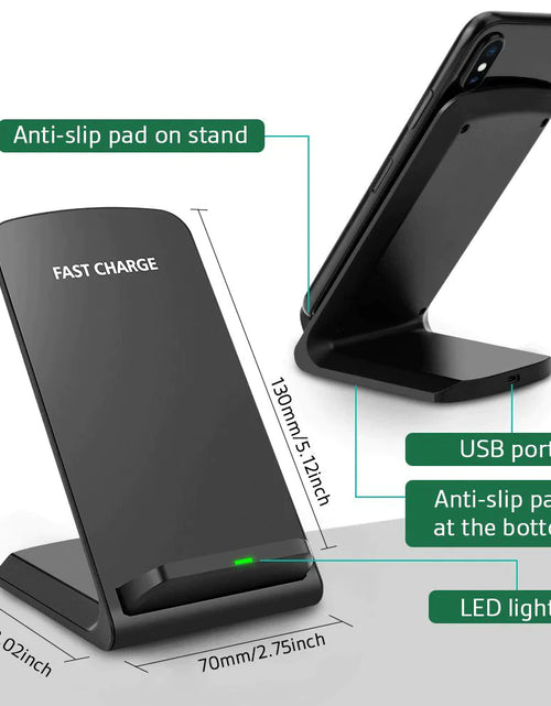 Load image into Gallery viewer, Qi Wireless Fast Charger Charging Pad Stand Dock For Samsung Galaxy iPhone Phone
