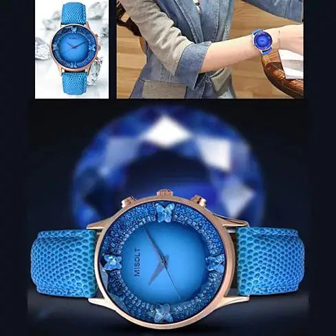 Papillon The Blue Butterflies Swarovski Australian Crystals Lux Watch