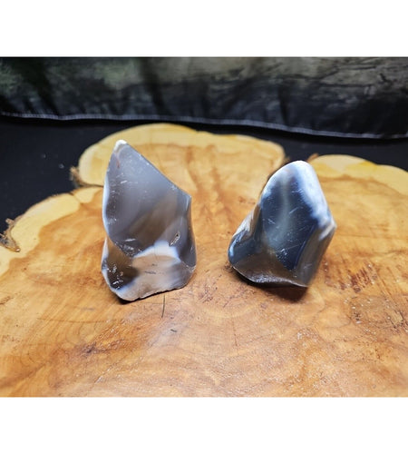 2Pcs Natural Orca Agate Killer Whale Carnelian Crystal Flame Point Healing