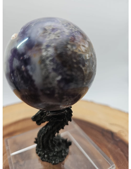 Load image into Gallery viewer, Rainbow Labradorite Sphere .45lb 53mm W/Dragon Stand
