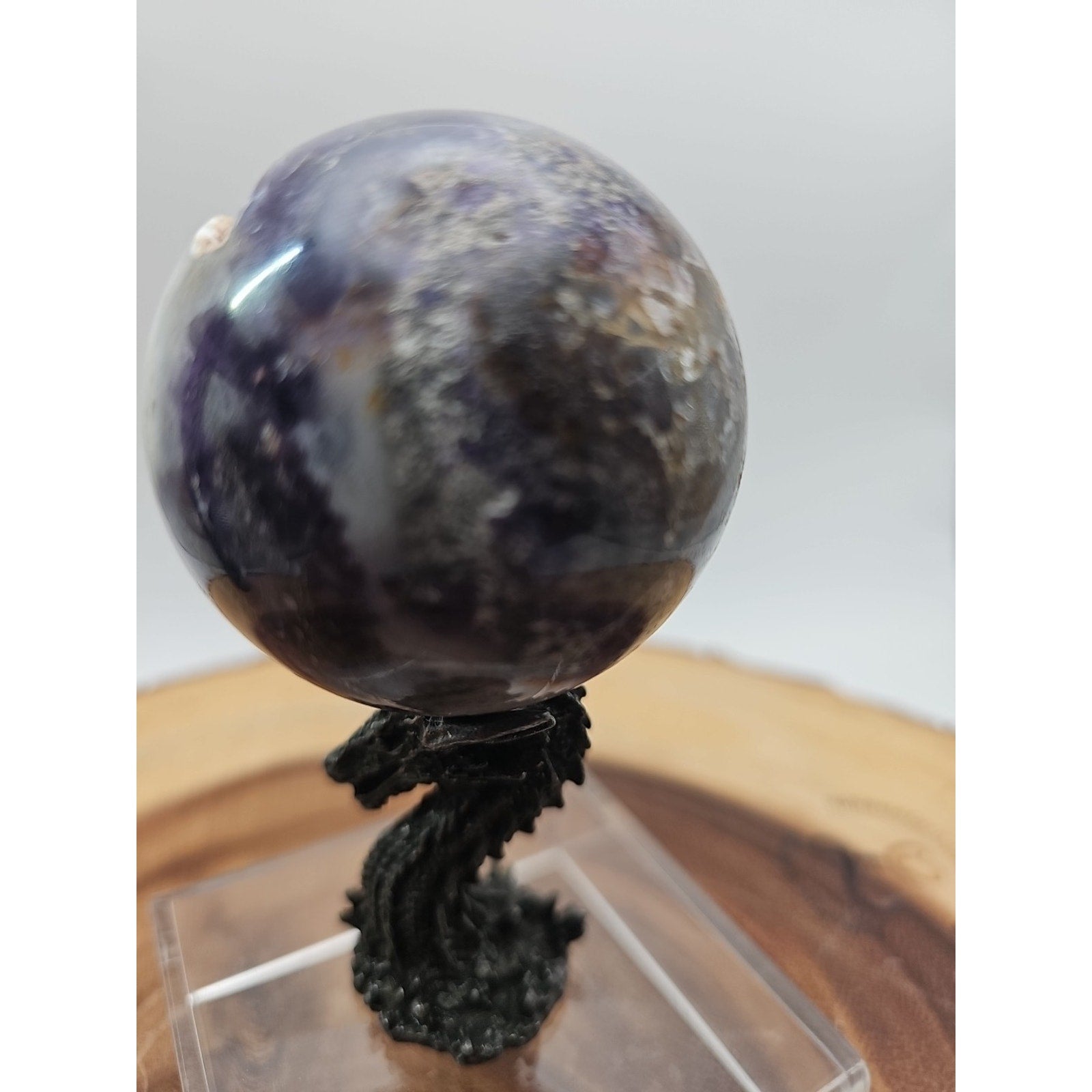 Rainbow Labradorite Sphere .45lb 53mm W/Dragon Stand