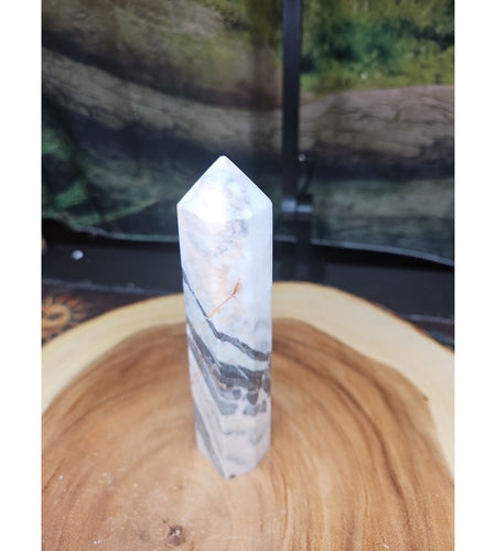 Zebra Stone Tower 347g 6.5in Tall