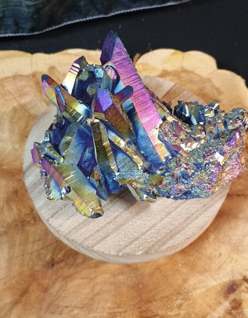 Load image into Gallery viewer, 1.27 Lb Rainbow Aqua Aura Quartz Crystal Cluster Points Titanium Coating
