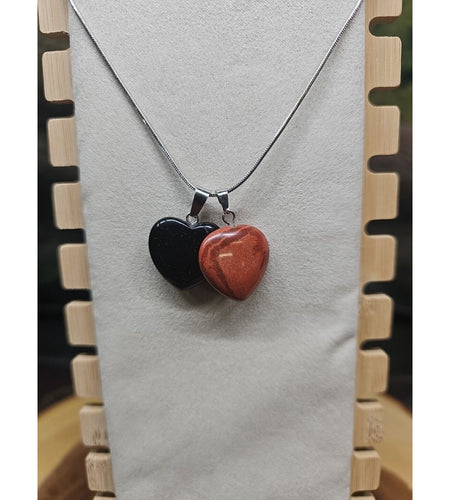 Pendant Necklace 16in Silver Chain Agate Heart