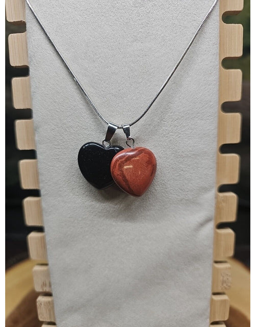 Load image into Gallery viewer, Pendant Necklace 16in Silver Chain Agate Heart
