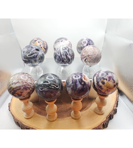 55mm To 65mm Natural Sphalerite Quartz Crystal W/wooden Stand 1 Each