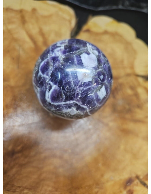 Load image into Gallery viewer, Amethyst Sphere 65mm W/Glass Stand 1lb
