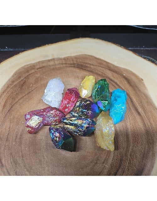 Load image into Gallery viewer, 10Pcs .68lbs Rainbow Aqua Aura Quartz Crystal Points Titanium Coating B1
