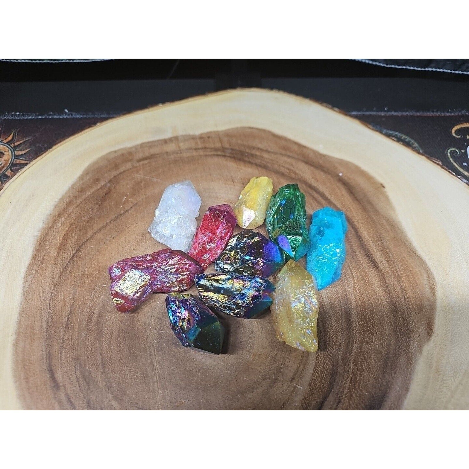 10Pcs .68lbs Rainbow Aqua Aura Quartz Crystal Points Titanium Coating B1