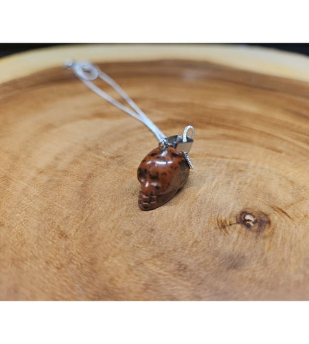 Agate Skull Necklace W/ Sterling Silver 16in Chain