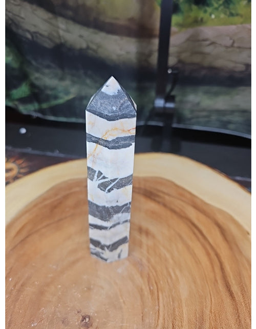 Load image into Gallery viewer, Zebra Stone Tower 341g 6in Tall
