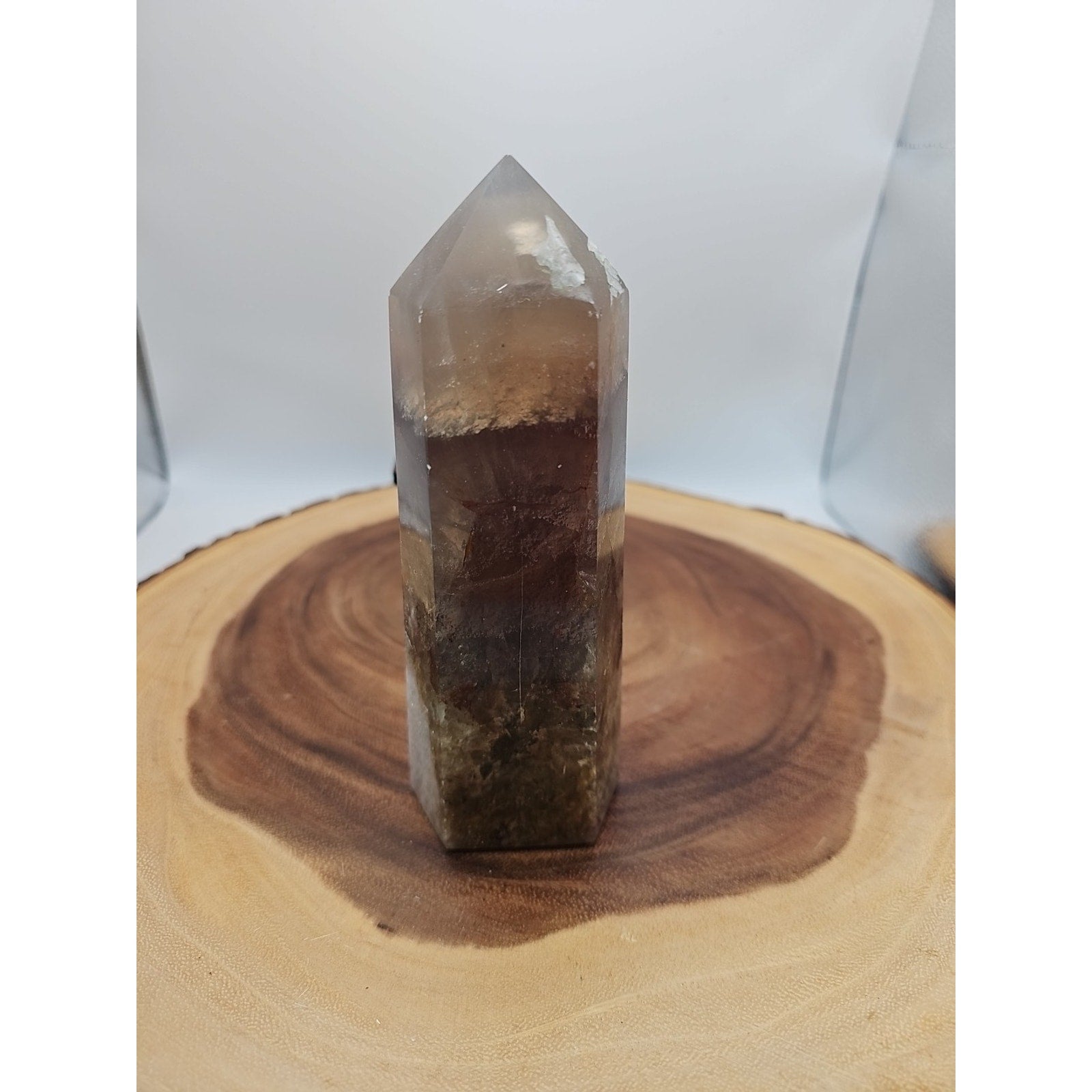 1.95lb Fluorite Quartz Crystal Point W/Stand