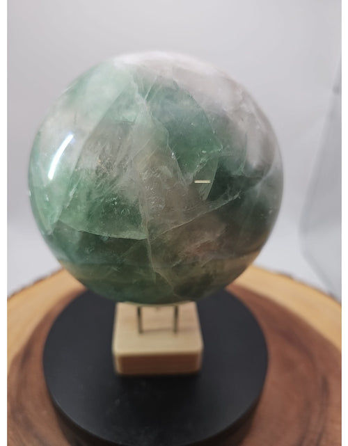 Load image into Gallery viewer, 5.43 Natural Green Fluorite Quartz Crystal Sphere Ball Polished Healing
