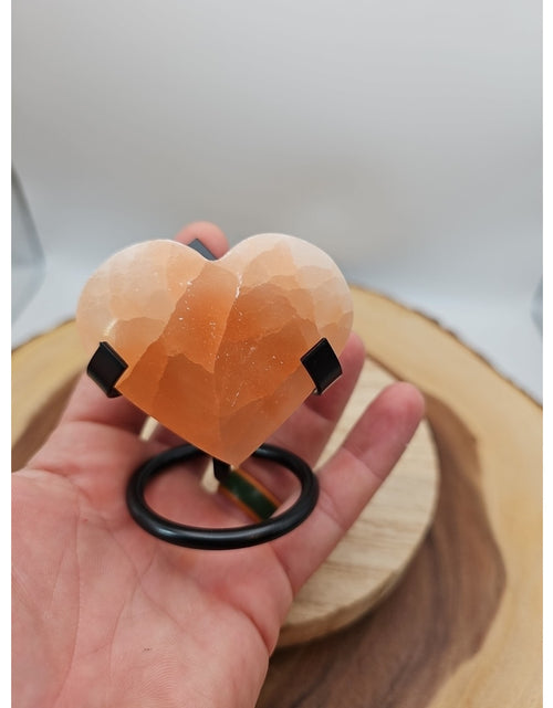 Load image into Gallery viewer, Peach Selenite Palm Stone W/stand 1each

