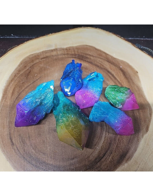Load image into Gallery viewer, 6Pcs 1.41lbs Rainbow Aqua Aura Quartz Crystal Points Titanium Coating B2
