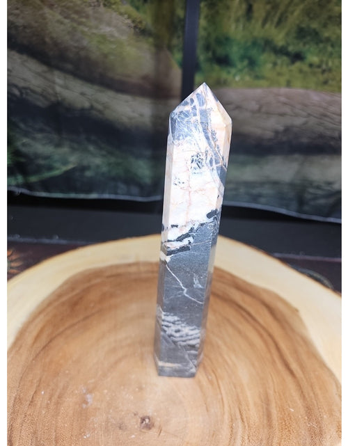 Load image into Gallery viewer, Zebra Stone Tower 390g 7.3/4 In Tall
