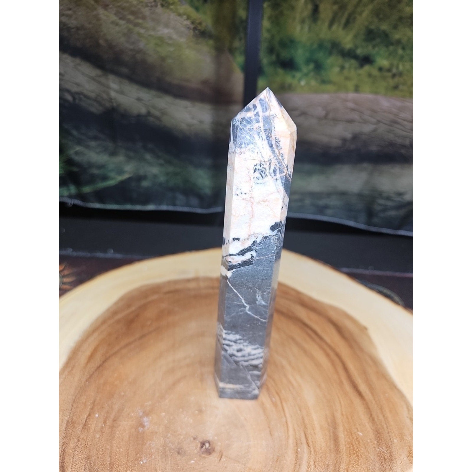 Zebra Stone Tower 390g 7.3/4 In Tall