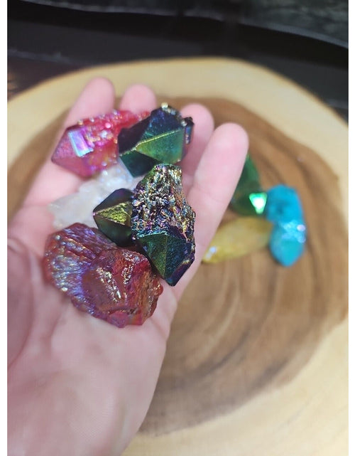 Load image into Gallery viewer, 10Pcs .68lbs Rainbow Aqua Aura Quartz Crystal Points Titanium Coating B1
