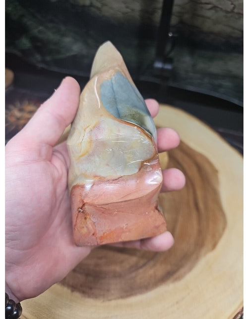 Load image into Gallery viewer, 1.20LB 1Pcs Natural Polychrome Ocean Jasper Crystal Flame Point Carved Healing
