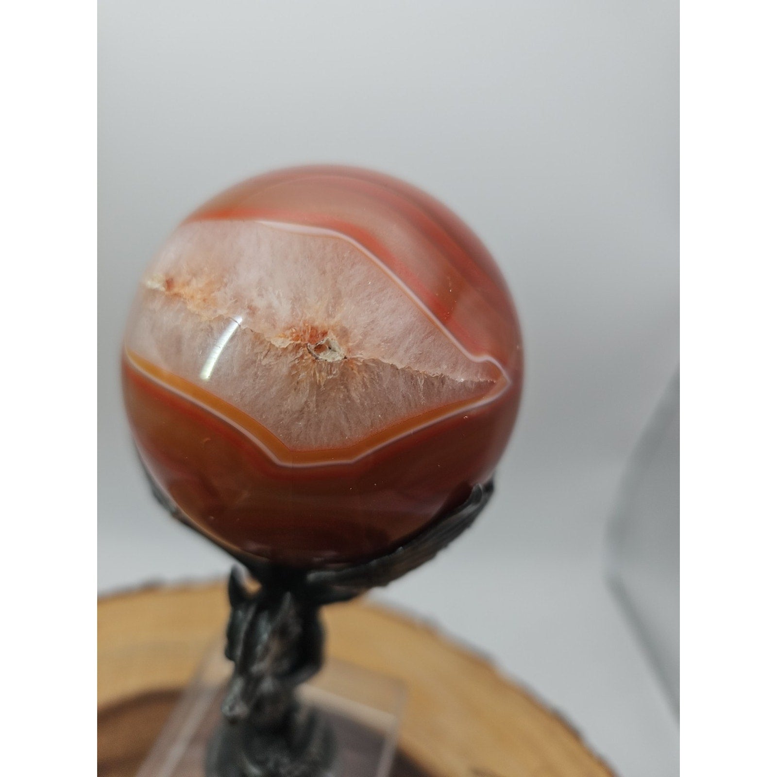 1.3lb 75mm Carnelian Quartz W/Dragon Stand