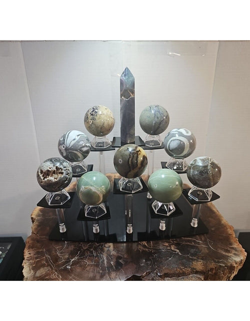 Load image into Gallery viewer, 10Pcs Natural Phantom Chevron And 3 different Ocean Jasper + Fluorite Tower.
