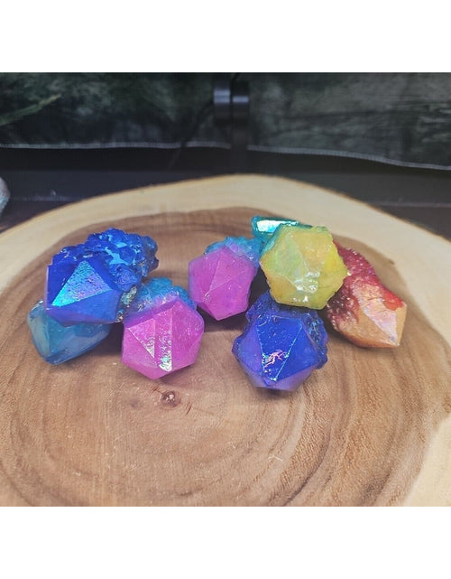 Load image into Gallery viewer, 1.75LB 7Pcs Rainbow Aqua Aura Quartz Crystal Cluster Points Titanium Coating
