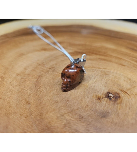 Agate Skull Necklace W/ Sterling Silver 16in Chain