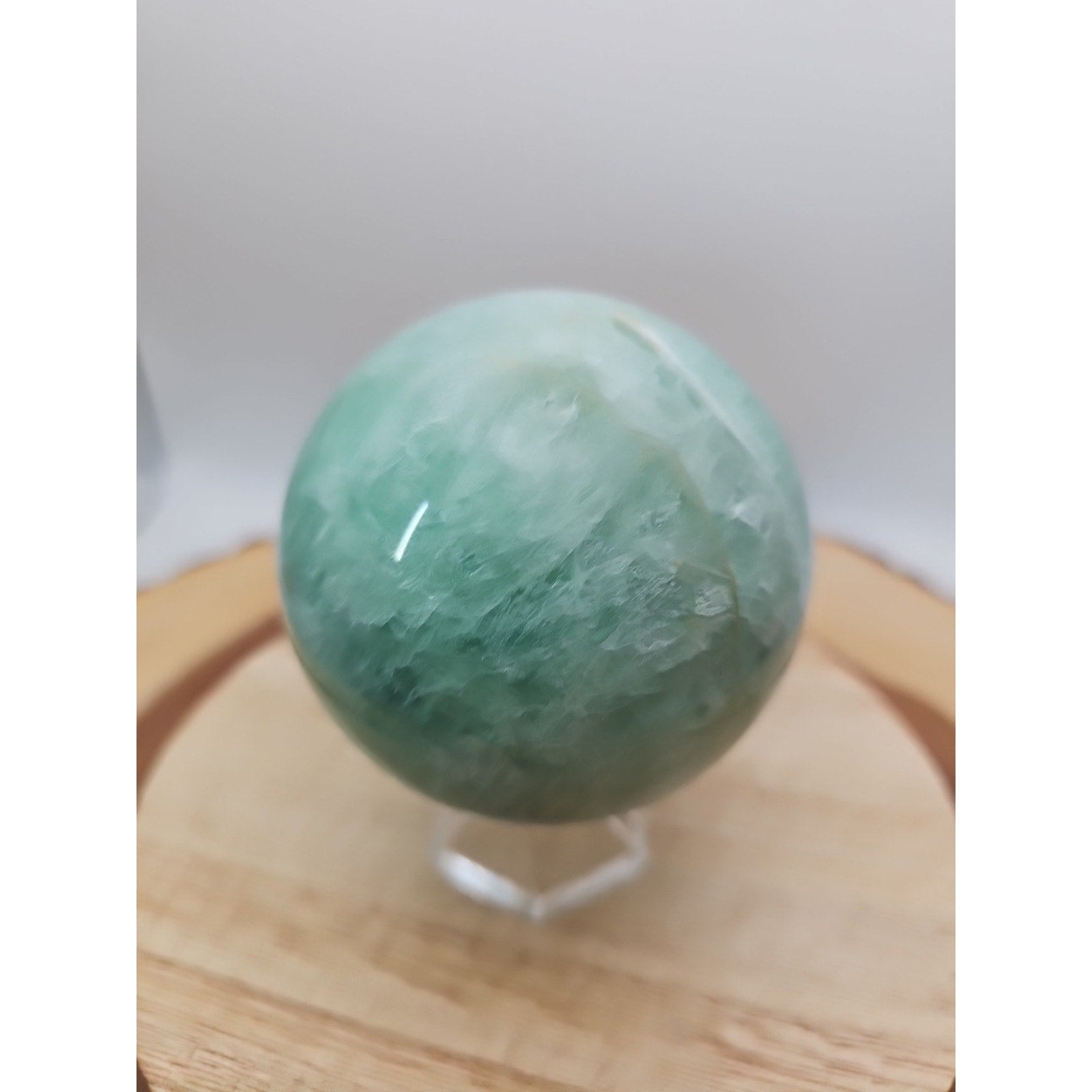 1.43lb Natural Rainbow Fluorite Quartz Crystal Sphere Ball Polished