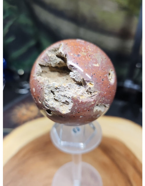 Load image into Gallery viewer, .68LB Natural Vesuvianite Agate Carnelian Crystal Geode Sphere Ball Healing
