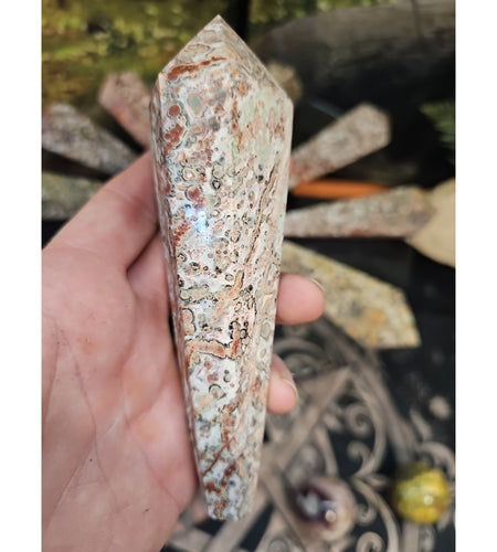 Natural Leopard Skin Jasper Crystal Scepter .40 Avg