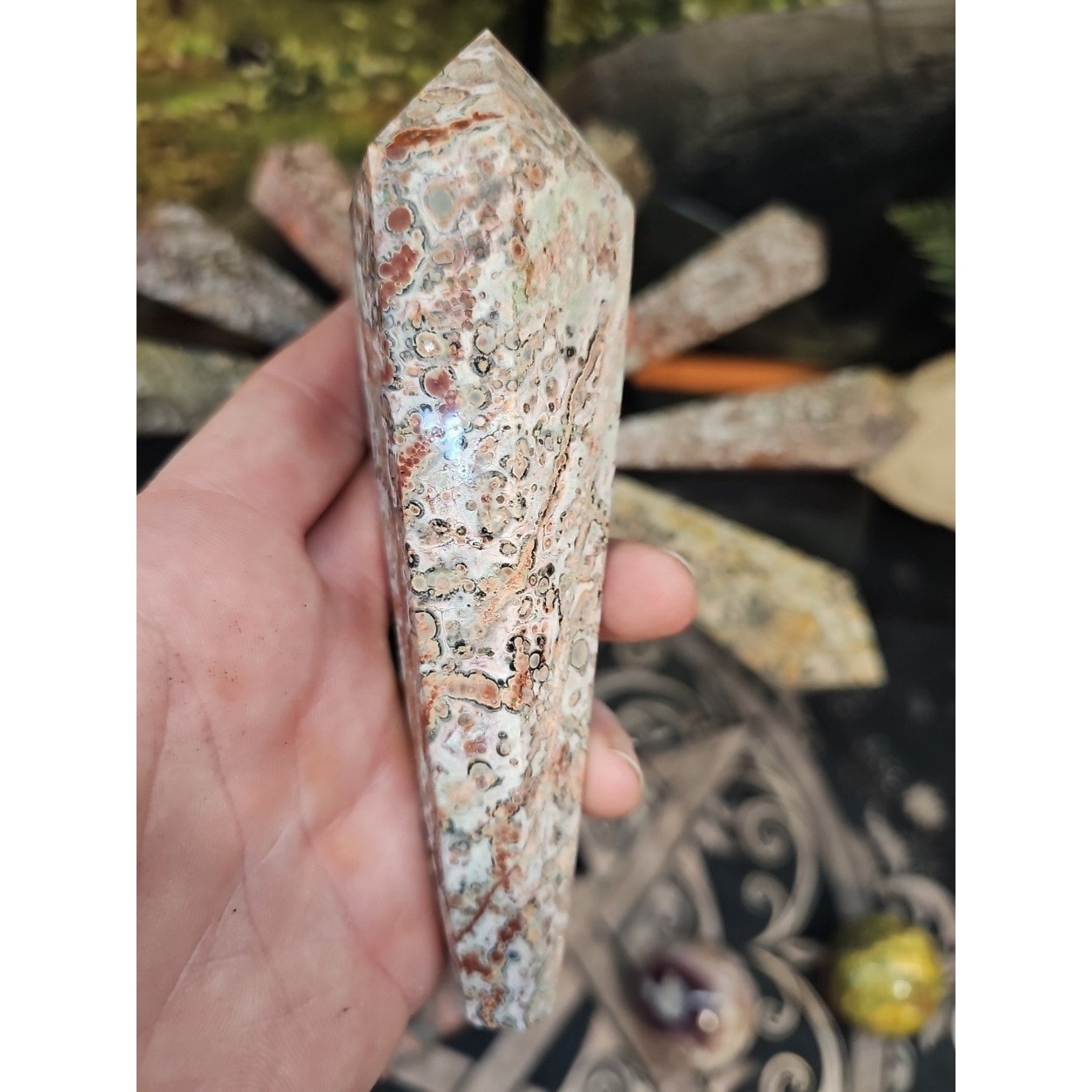 Natural Leopard Skin Jasper Crystal Scepter .40 Avg