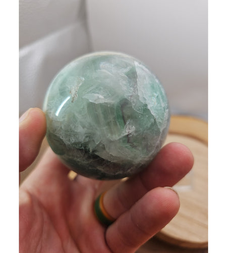 1.16lb Natural Rainbow Fluorite Quartz Crystal Sphere Ball Polished