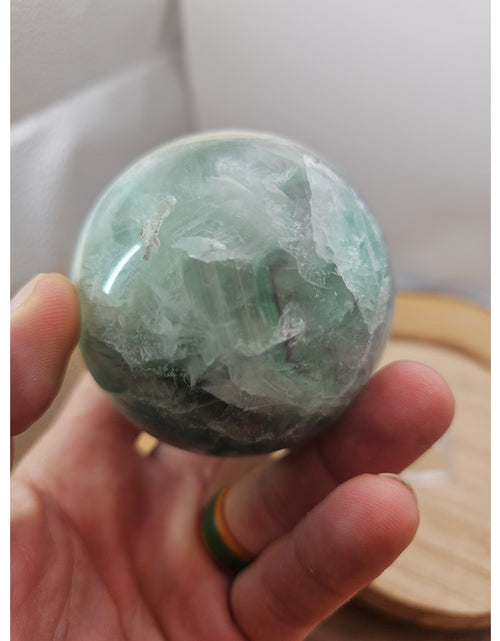 Load image into Gallery viewer, 1.16lb Natural Rainbow Fluorite Quartz Crystal Sphere Ball Polished
