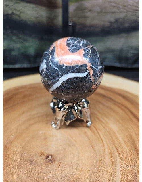 Load image into Gallery viewer, Ocean Jasper Sphere .75lbs 58mm. W/ Elephant Stand
