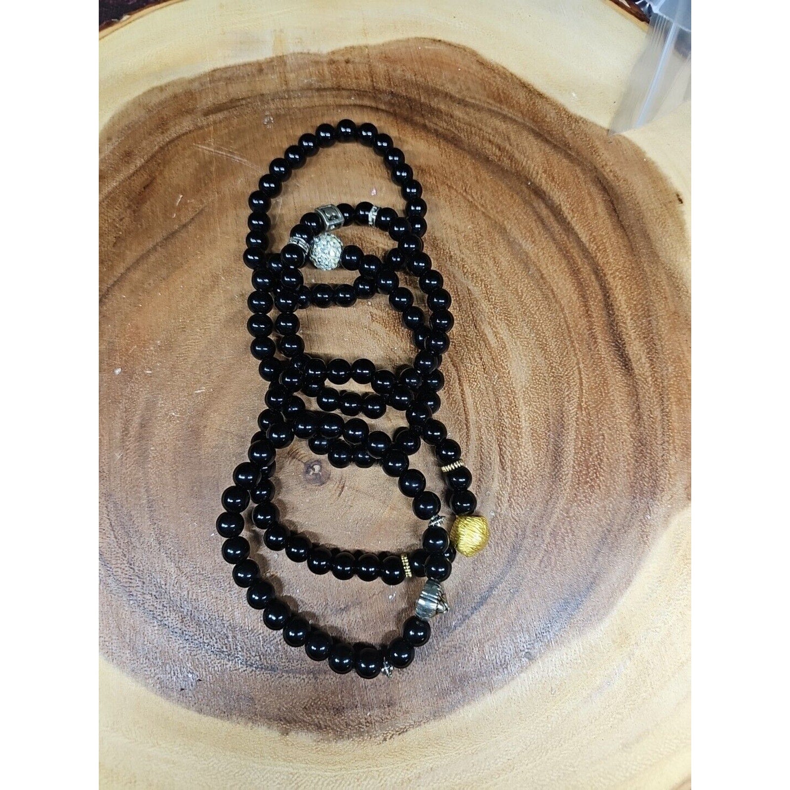 Natural Obsidian Stone Bracelets 5pc Set