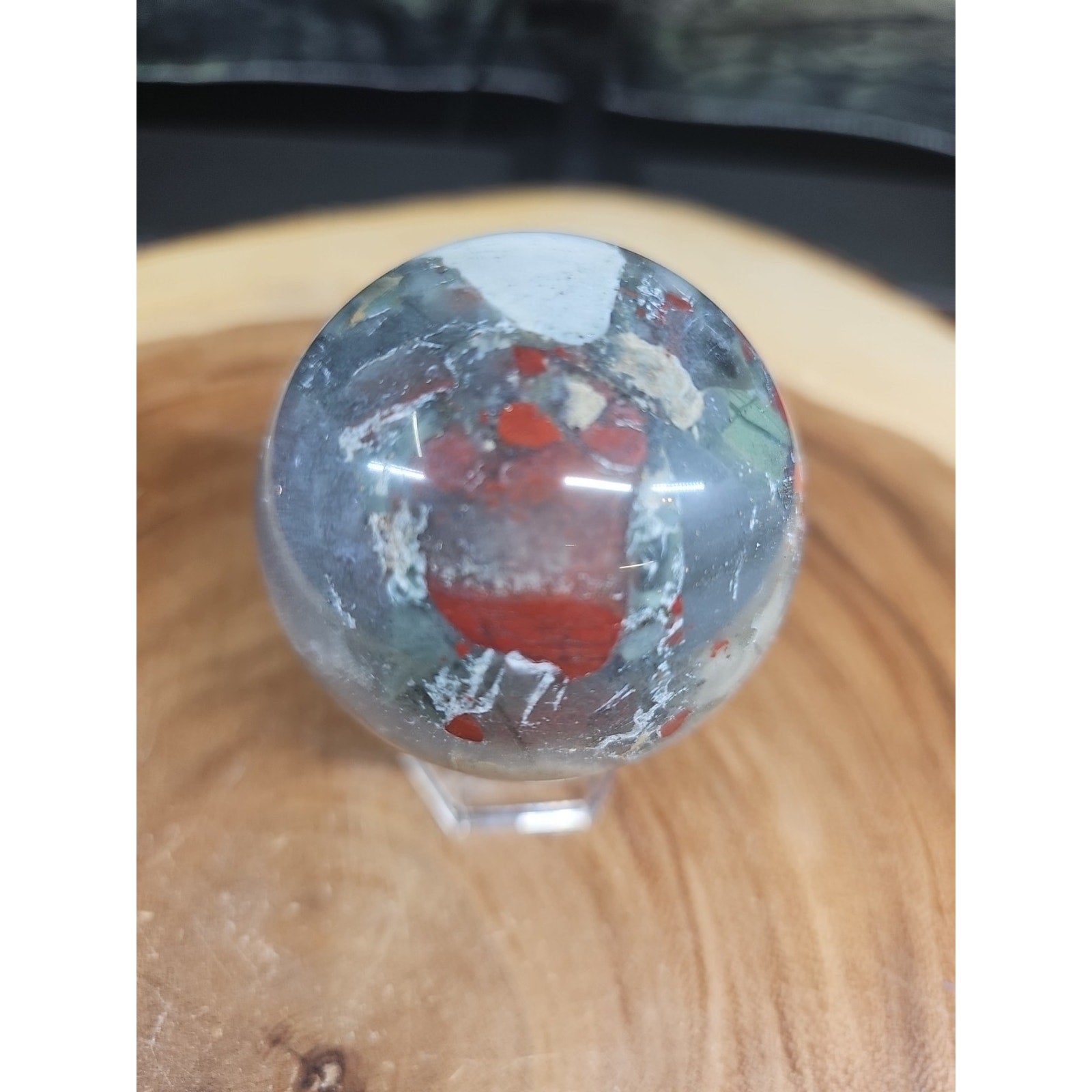 Natural Quartz Crystal Jasper Sphere Ball Polished 63mm &stand