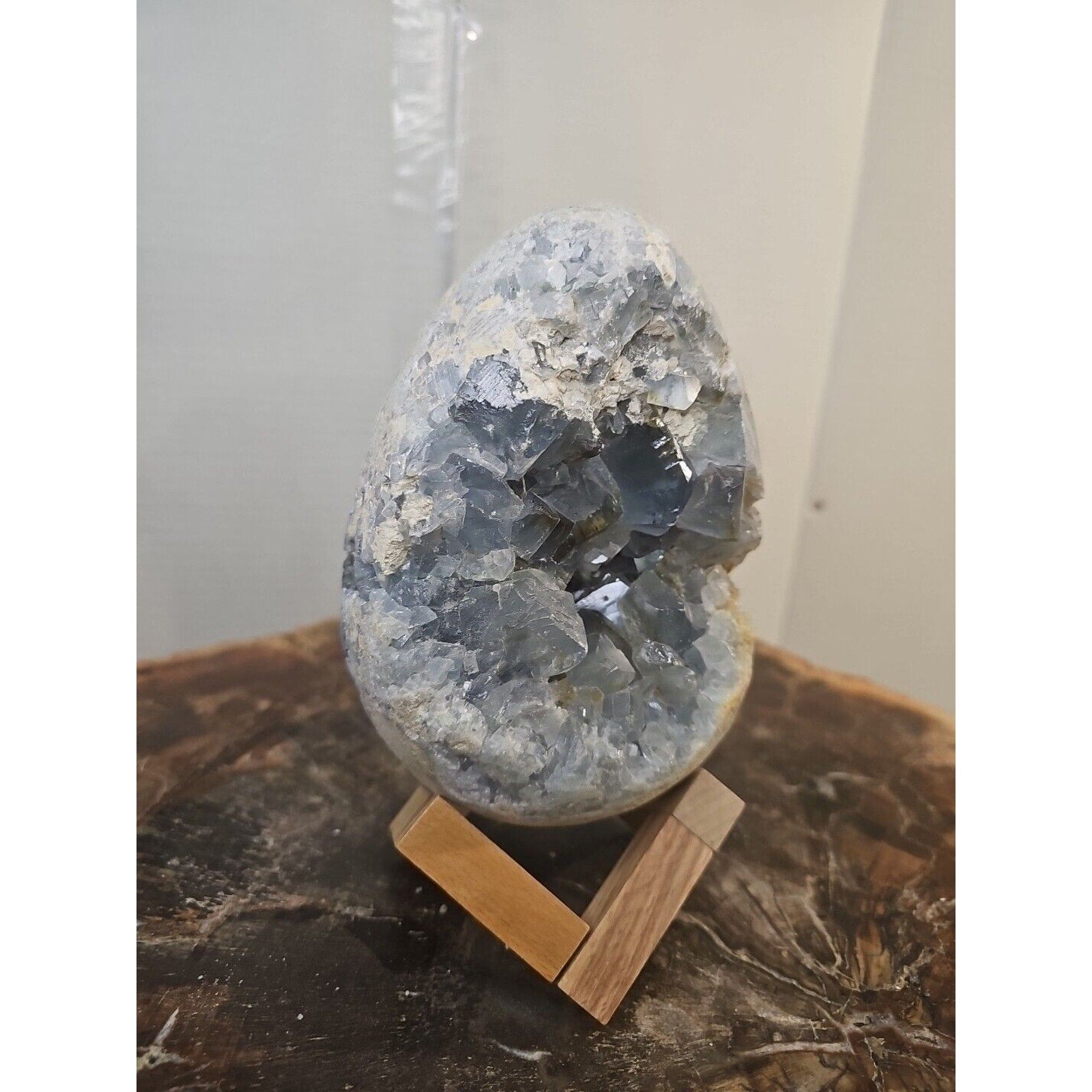 4.61lbs Natural Baby Blue Celestite Quartz Crystal Geode Cluster Points Brazil