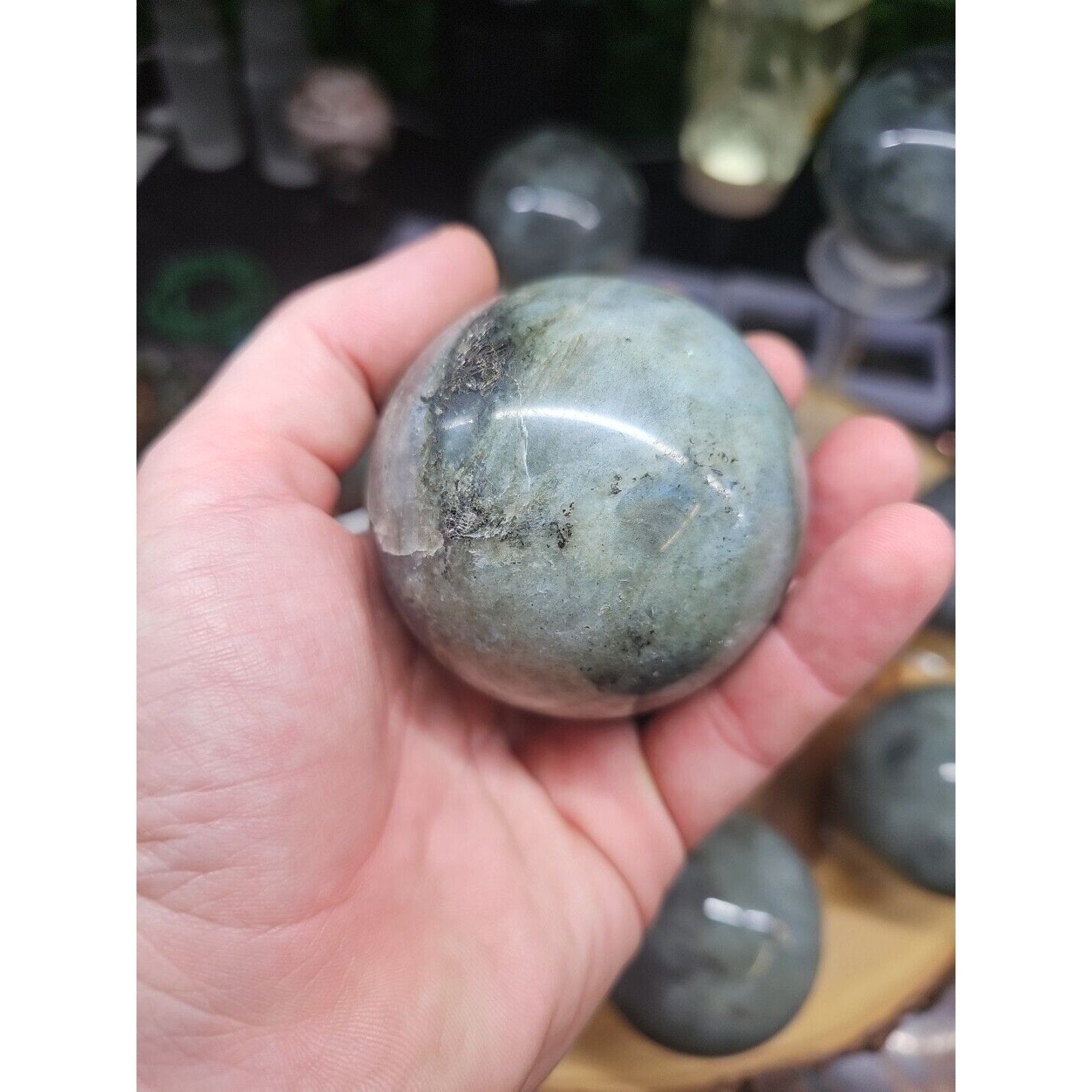 .95LB Avg 1Pc Natural Rainbow Labradorite Crystal Sphere Ball Polished