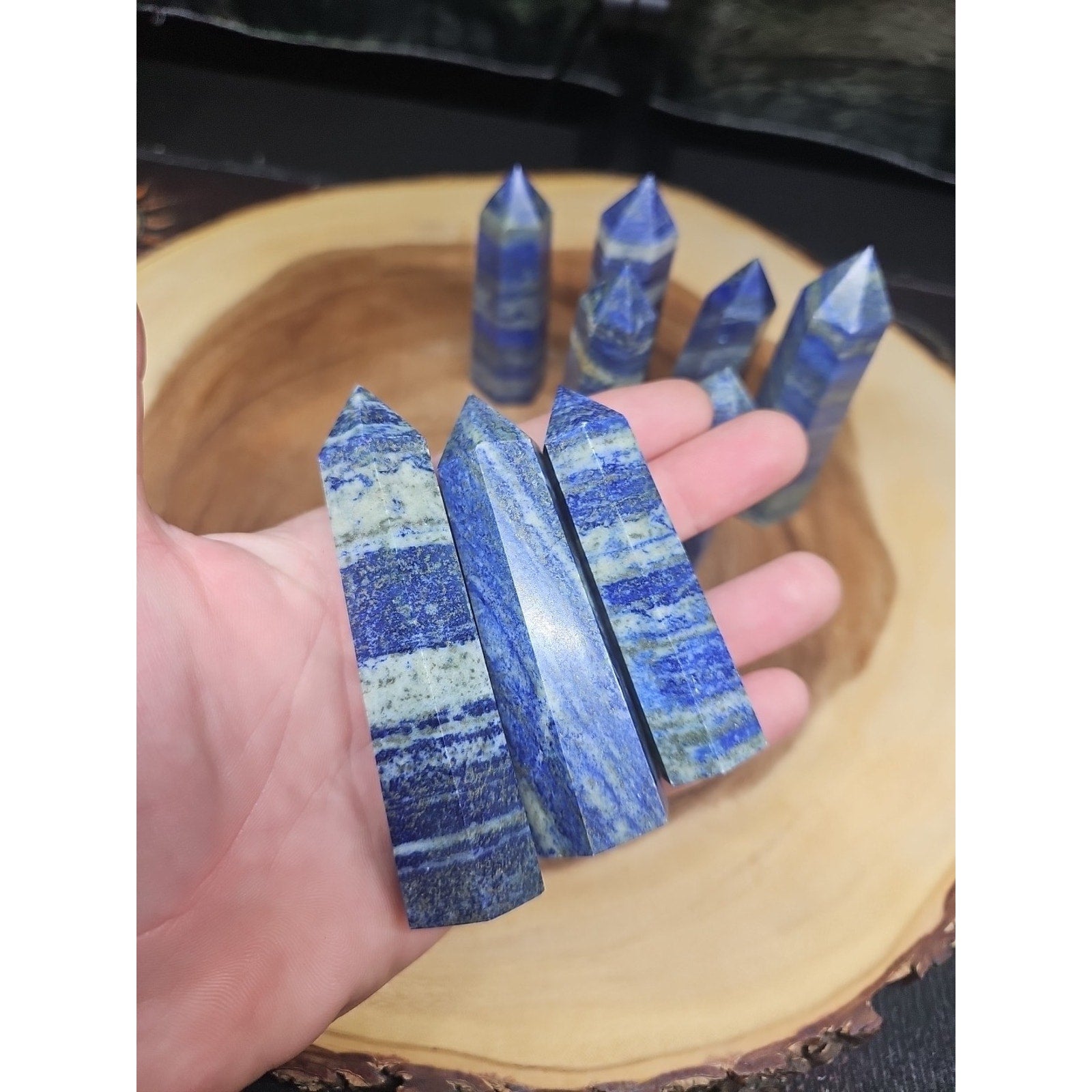 1 Each Natural Blue Lapis Lazuli & Pyrite Crystal Point Tower Brazil Rare