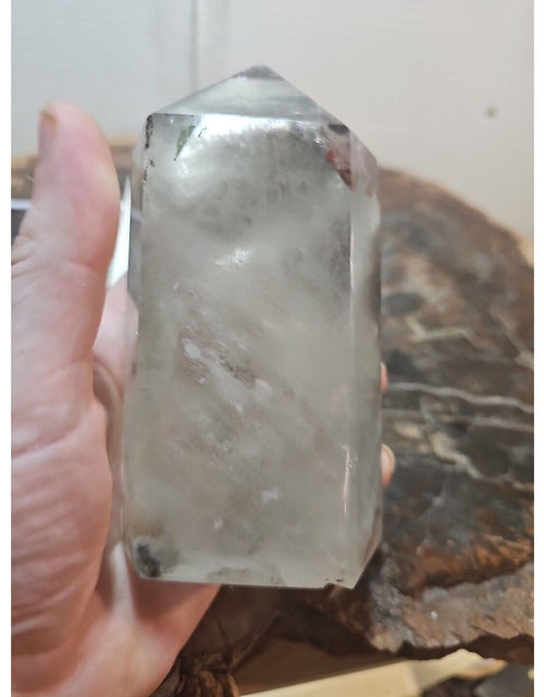 Load image into Gallery viewer, 1.73LB Natural Green Ghost Phantom Quartz Crystal Obelisk Wand Point Healing.
