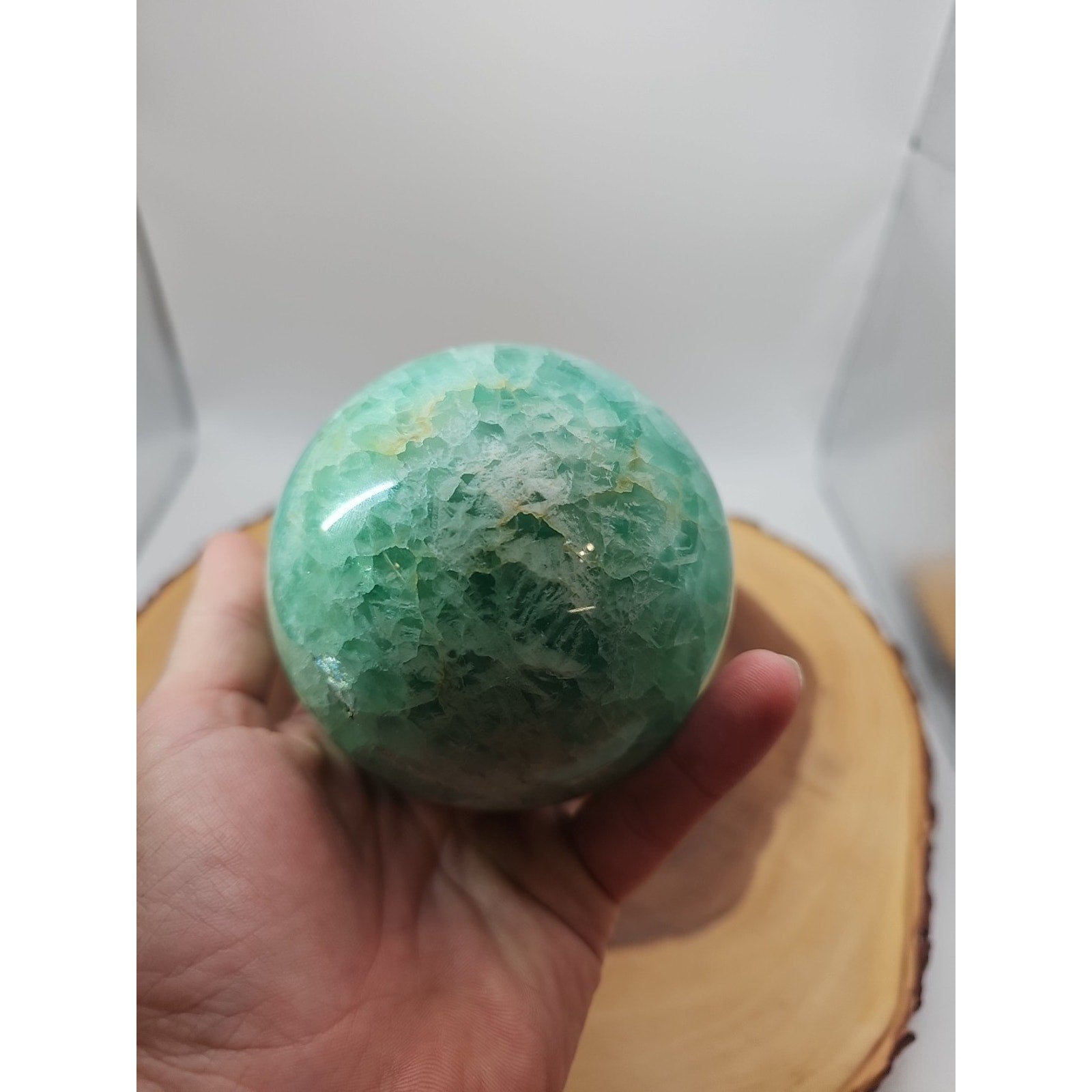 2.80 Natural Rainbow Fluorite Quartz Crystal Sphere Ball Polished Healing