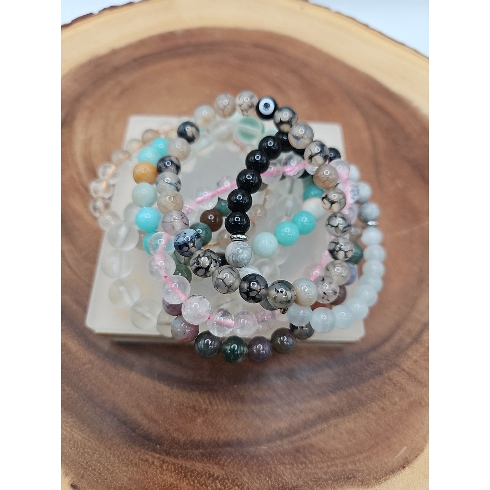 Natural Quartz Crystal Bracelets Lot 7pcs