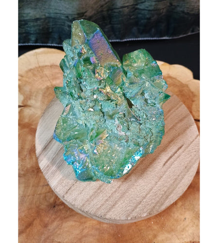 1.20lbRainbow Aqua Aura Quartz Crystal Cluster Points Titanium Coating