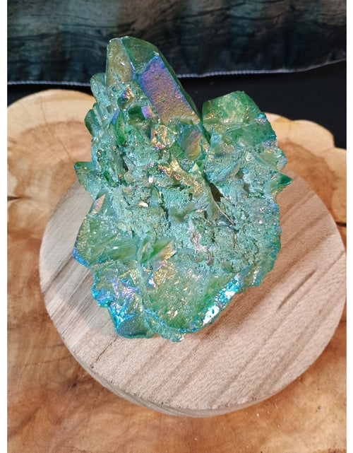 Load image into Gallery viewer, 1.20lbRainbow Aqua Aura Quartz Crystal Cluster Points Titanium Coating
