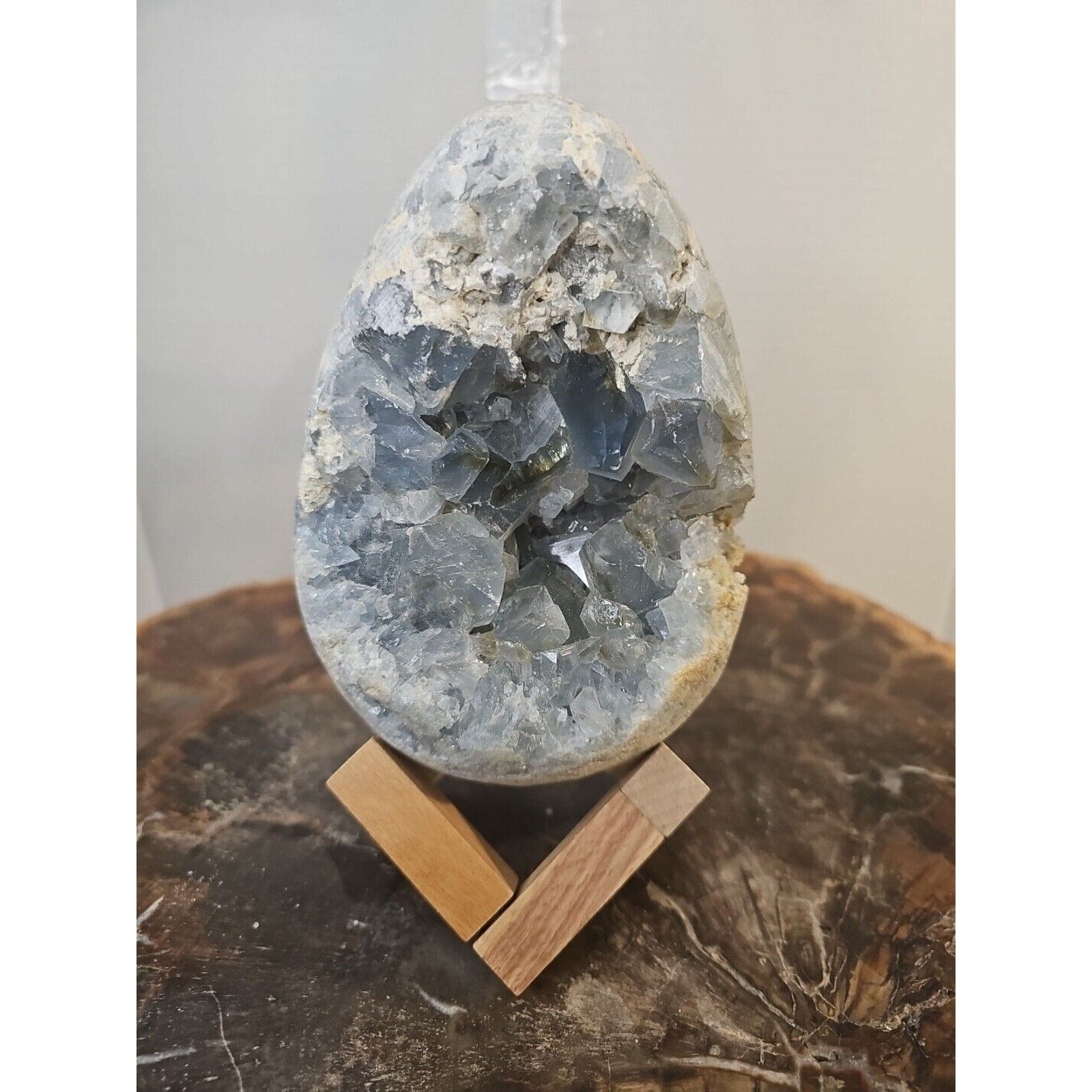 4.61lbs Natural Baby Blue Celestite Quartz Crystal Geode Cluster Points Brazil