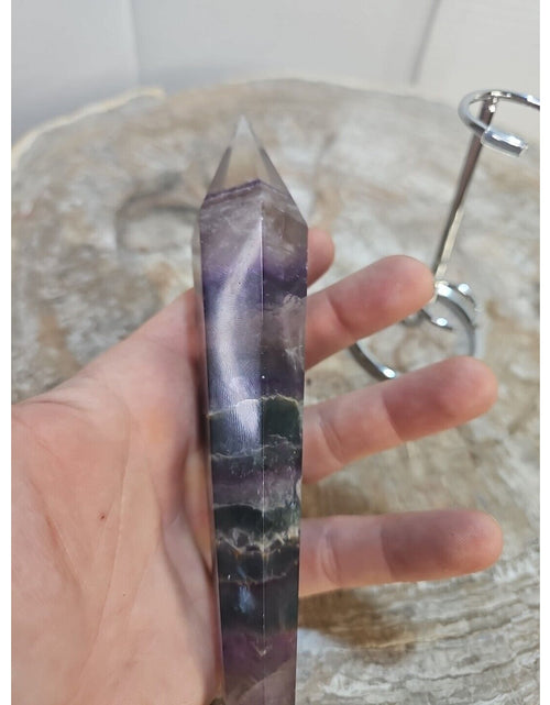 Load image into Gallery viewer, 255g Fluorite crystal scepter 7in Long W/STAND
